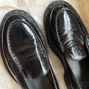 Aquatalia Shiny Black Leather Loafers